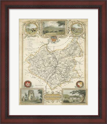 Framed Map of Leicestershire Print