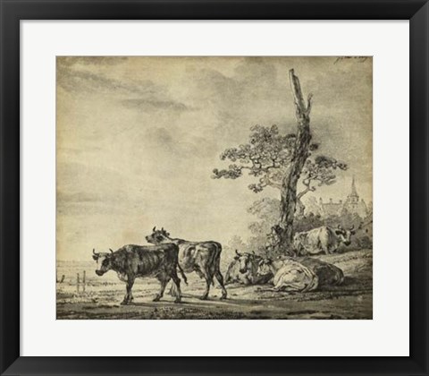 Framed Pastoral Etching I Print