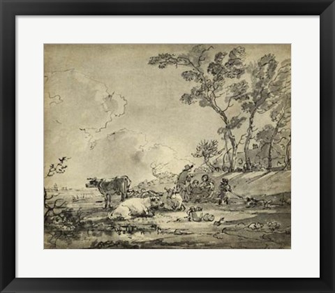 Framed Pastoral Etching II Print