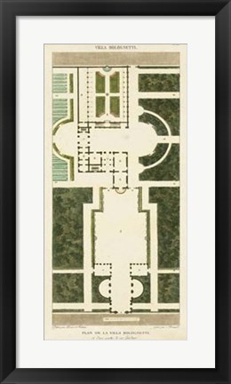 Framed Plan de la Villa Bolognetti Print