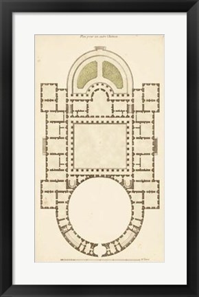Framed Antique Garden Plan IV Print