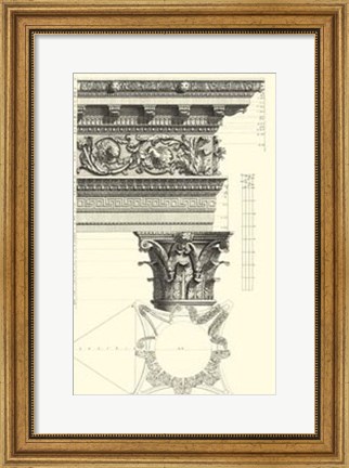 Framed B&amp;W Column and Cornice II Print