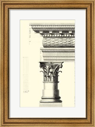 Framed B&amp;W Column and Cornice III Print