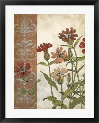 Framed Red Antique Floral II Print