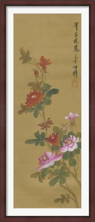 Framed Oriental Floral Scroll IV Print