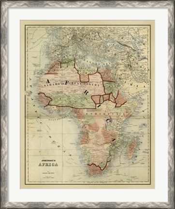 Framed Antique Map of Africa Print