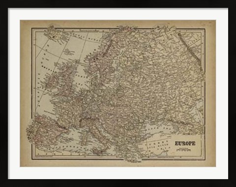 Framed Vintage Map of Europe Print