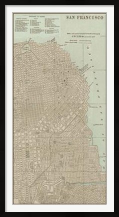 Framed Tinted Map of San Francisco Print