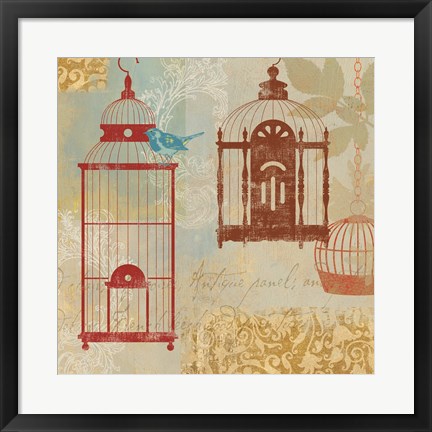 Framed Bird on a Cage I Print
