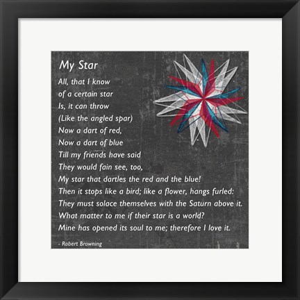Framed My Star by Robert Browning - gray Print