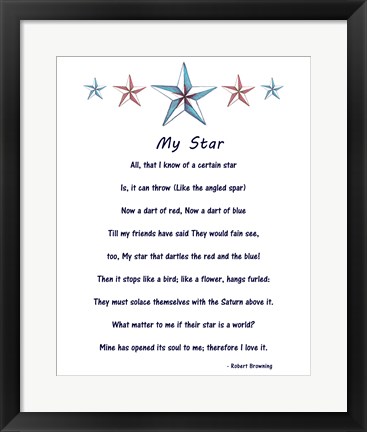 Framed My Star by Robert Browning - white Print