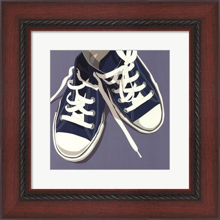 Framed Lowtops (blue on gray) Print