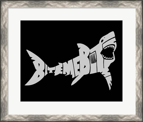 Framed Bite Me Shark Print