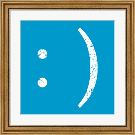 Framed Blue Smiley Print