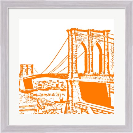 Framed Orange Brooklyn Bridge Print