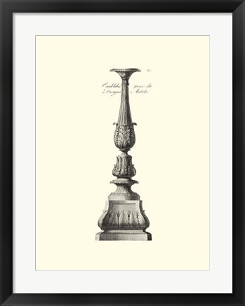 Framed B&amp;W Antique Candlestick IV Print