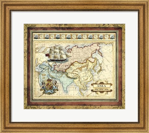 Framed Map of Asia Print