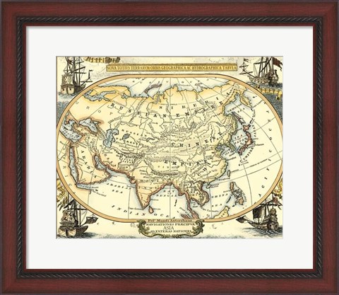 Framed Nautical Map of Asia Print