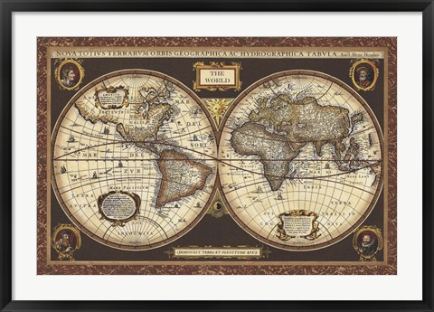 Framed Decorative World Map Print