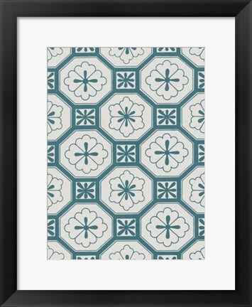 Framed Ornamental Pattern in Teal VI Print