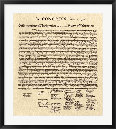 Framed Declaration of Independence Khaki Print