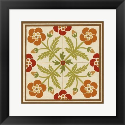 Framed Floral Folk Tile III Print