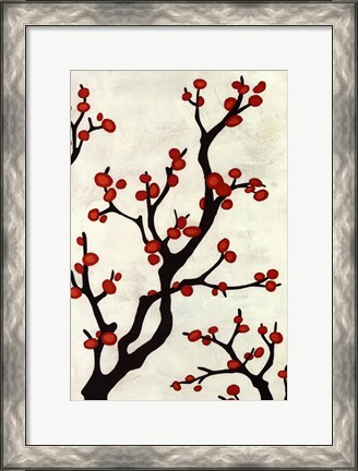 Framed Red Berry Branch I Print