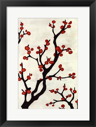 Framed Red Berry Branch I Print