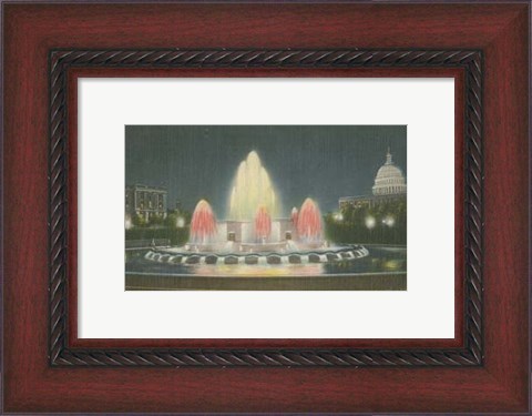 Framed Illuminated Fountain Capitol Plaza Print