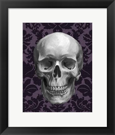 Framed Skull on Damask Print