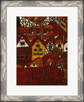 Framed Red Roofs I Print