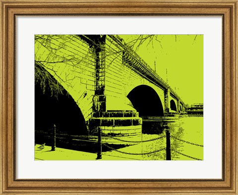 Framed London Bridges on Lime Print