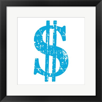 Framed Blue Dollar Sign Print
