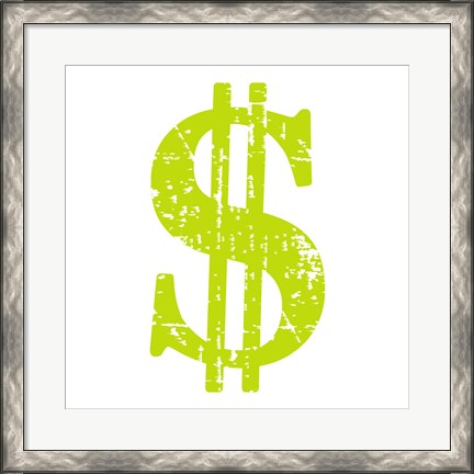 Framed Lime Dollar Sign Print