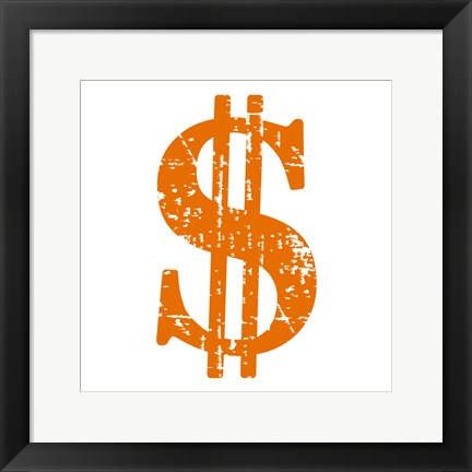 Framed Orange Dollar Sign Print
