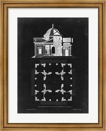 Framed Graphic Building &amp; Plan III Print