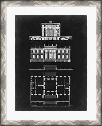Framed Graphic Building &amp; Plan IV Print