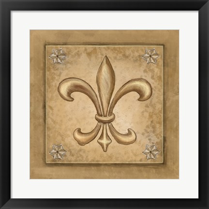 Framed Fleur de Lis - Gold Print