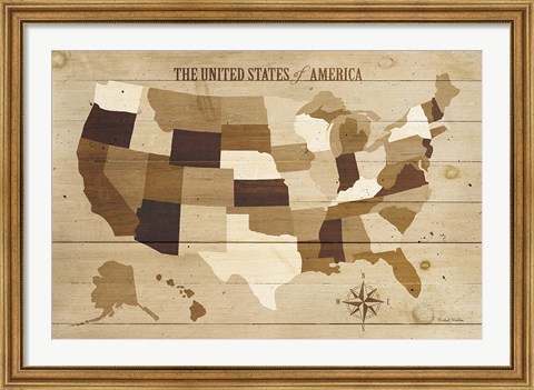 Framed USA Modern Vintage Wood Print