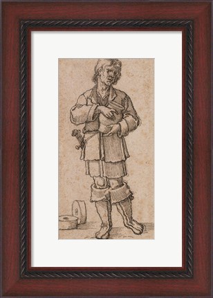 Framed Young Peasant Holding a Jar Print