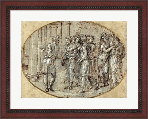 Framed Odysseus and the Daughters of Lycomedes Print