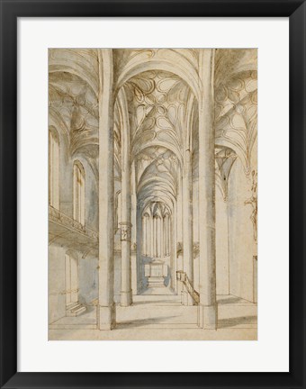 Framed Interior of a Gothic Church Print