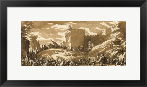Framed Army Leaving a Castle Print