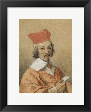 Framed Portrait of Armand-Jean du Plessis, Cardinal de Richelieu Print