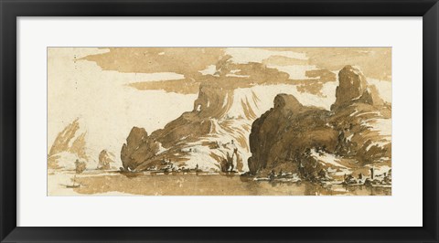 Framed View of Mountains across a Lake Print