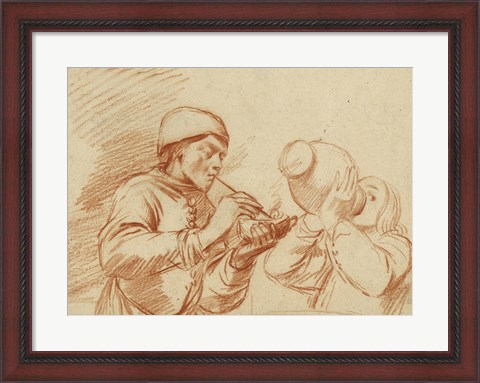 Framed Studies of a Man Smoking and a Man Drinking Print
