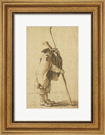 Framed Young Herdsman Leaning on His Houlette Print