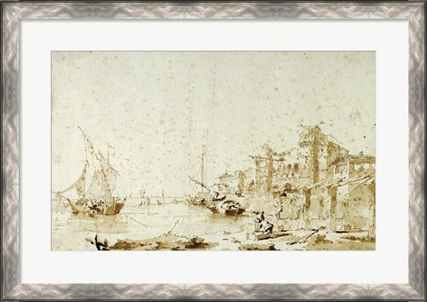 Framed Imaginary View of a Venetian Lagoon Print
