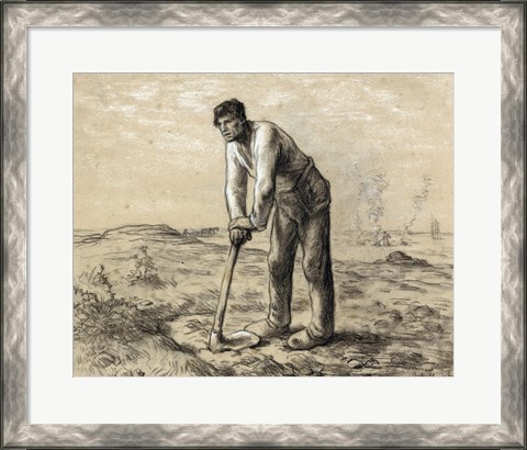 Framed Man with a Hoe Print