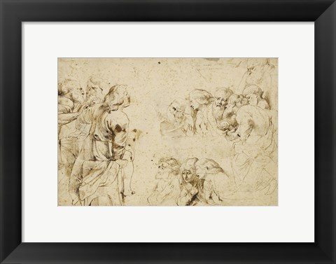 Framed Three Groups of Apostles in a Last Supper Print